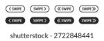 Swipe Gesture Arrow Icons Set for Mobile Touch Interface, Navigation and UI UX Design Vector Illustration