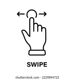 Swipe Gesture of Computer Mouse. Pointer Finger Black Line Icon. Cursor Hand Linear Pictogram. Click Press Double Tap Touch Point Outline Symbol. Editable Stroke. Isolated Vector Illustration.