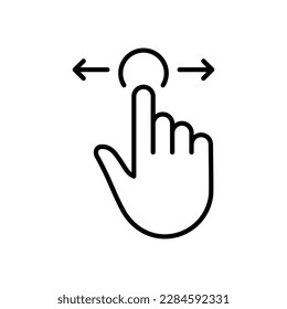 Swipe Gesture of Computer Mouse. Pointer Finger Black Line Icon. Cursor Hand Linear Pictogram. Click Press Double Tap Touch Point Outline Symbol. Editable Stroke. Isolated Vector Illustration.