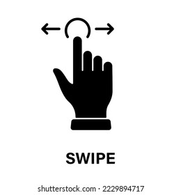 Swipe Gesture, Hand Cursor of Computer Mouse Black Silhouette Icon. Pointer Finger Glyph Pictogram. Click Double Press Touch Point Tap on Cyberspace Website Sign. Isolated Vector Illustration.