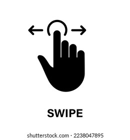 Swipe Gesture, Hand Cursor of Computer Mouse Black Silhouette Icon. Pointer Finger Glyph Pictogram. Click Double Press Touch Point Tap on Cyberspace Website Sign. Isolated Vector Illustration.