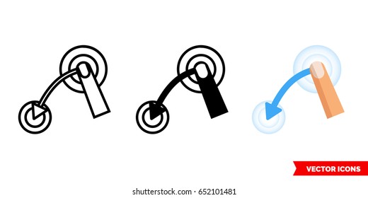 Swipe gesture icon of 3 types: color, black and white, outline. Isolated vector sign symbol.