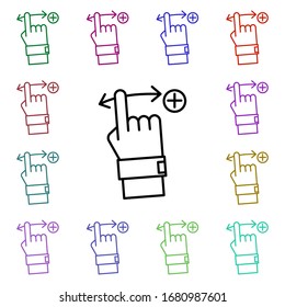 Icono de varios colores de gestos de rotación. Línea delgada simple, contorno vectorial de iconos web para ui y ux, sitio web o aplicación móvil