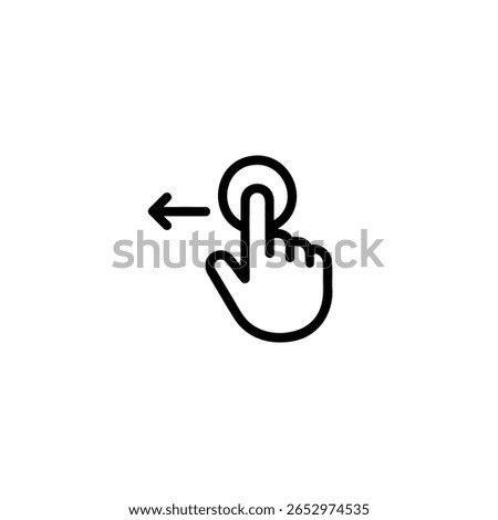 A swipe gesture with an outlined circle touch point and a line extending left to an arrowhead.
