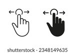 Swipe Gesture to Right and Left, Hand Cursor of Computer Mouse Line and Silhouette Black Icon Set. Pointer Finger Pictogram. Click, Press, Touch, Tap Symbol Collection. Isolated Vector Illustration.