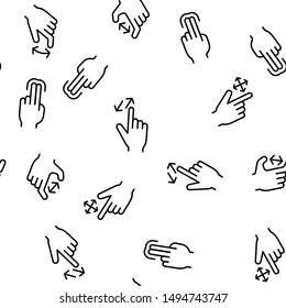 Swipe Gesture Touches Vector Seamless Pattern Thin Line Illustration