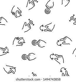 Swipe Gesture Touches Vector Seamless Pattern Thin Line Illustration