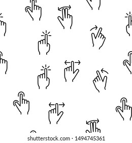 Swipe Gesture Touches Vector Seamless Pattern Thin Line Illustration