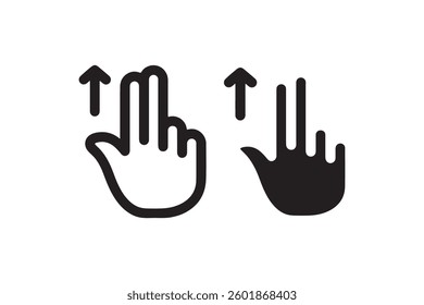 Swipe up hand gesture icon in outline and solid Vector