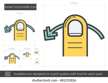 Swipe horizontally vector line icon isolated on white background. Swipe horizontally line icon for infographic, website or app. Scalable icon designed on a grid system.