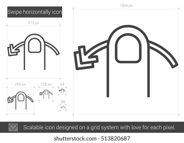 Swipe horizontally vector line icon isolated on white background. Swipe horizontally line icon for infographic, website or app. Scalable icon designed on a grid system.