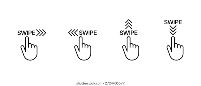 Swipe icon. Up arrow button symbol. Social media scrollsign icon design. Slider hand, Finger push button. Illustration vector