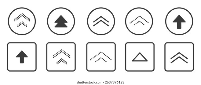 Swipe up icon arrow button, ui scroll symbol. Swipe slide simple minimal line sign. Move button, app interface action. 