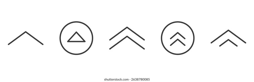 Swipe up icon arrow button, ui scroll symbol. Swipe slide simple minimal line sign. Move button, app interface action. 