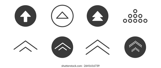 Swipe up icon arrow button, ui scroll symbol. Swipe slide simple minimal line sign. Move button, app interface action. 