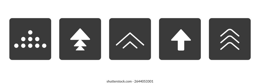 Swipe up icon arrow button, ui scroll symbol. Swipe slide simple minimal line sign. Move button, app interface action. 