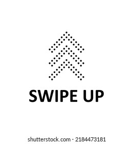 Swipe up icon. Arrow up for social media stories. Black swipe up icon. Scroll pictogram. Modern vector illustration isolated on white background.