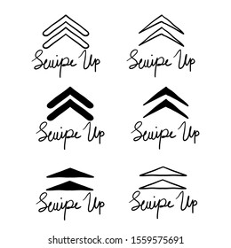 swipe up icon button for social media stories with hand drawn doodle style vector isolated