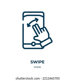 Swipe icon. Linear vector illustration from phone collection. Outline swipe icon vector. Thin line symbol for use on web and mobile apps, logo, print media.