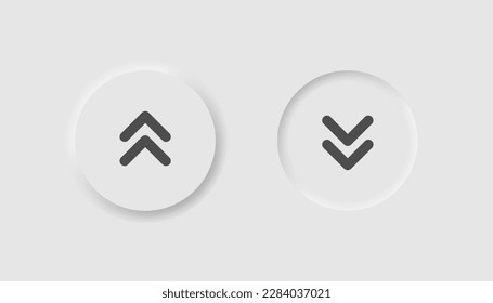 Swipe up icon in neumorphism style. Icons for business, white UI, UX. Scroll symbol. Up, down direction, button, swipe, action, site, link, smartphone. Neumorphic style.