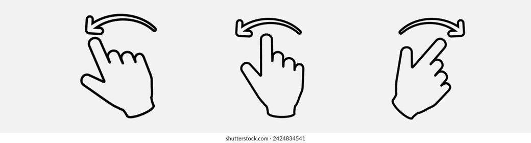 Swipe icon outline set. Screen swipe