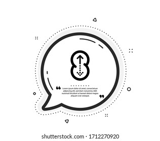 Swipe up icon. Quote speech bubble. Scrolling arrow sign. Landing page scroll symbol. Quotation marks. Classic swipe up icon. Vector