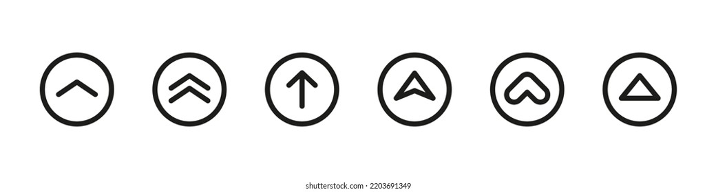 Swipe up icon. Scroll arrow. Drag upwards vector set. Swipe button isolated symbol. Arrow up icon on white background.