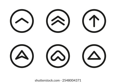 Deslice hacia arriba el icono. Flecha de desplazamiento. Arrastre hacia arriba el conjunto de Vectores. Swipe Botón aislado. Icono de flecha hacia arriba sobre fondo blanco.
