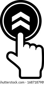  Wischen Sie das Symbol auf. Rollen-ziehen-Pfeiltaste. Element der sozialen Medien-Schnittstelle. Vektorillustration