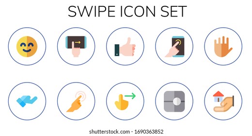 swipe icon set. 10 flat swipe icons. Included gestures, hand gesture, swipe right, slide icons