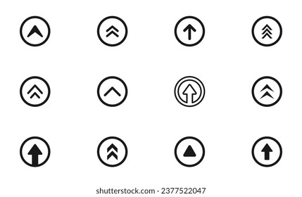 Swipe up icon set. Up arrow button symbol. Swipe Up icons for social media stories. Scroll pictogram. Arrow up buttons for advertising and marketing. Suitable for apps and websites ui designs. Vector