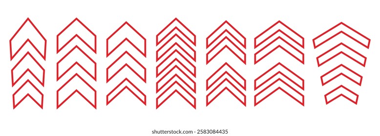 Swipe icon set. Arrow button symbol. Triangle arrow up, down, left, right. Abstract scroll icon element for social media. Move sign. Vector illustration isolated on white background.