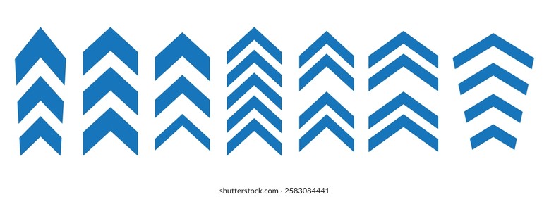 Swipe icon set. Arrow button symbol. Triangle arrow up, down, left, right. Abstract scroll icon element for social media. Move sign. Vector illustration isolated on white background.