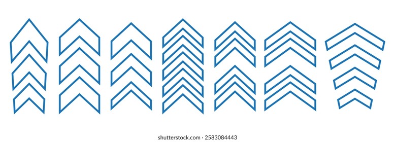 Swipe icon set. Arrow button symbol. Triangle arrow up, down, left, right. Abstract scroll icon element for social media. Move sign. Vector illustration isolated on white background.