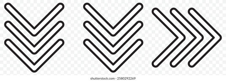 Swipe icon set. Swipe up arrow icon. Arrow buttons for social media. Scroll pictogram. Web icons. Vector illustration. Eps 10.