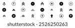 Swipe icon set. Swipe up arrow icons. Arrow buttons for social media. Scroll pictogram. Web icons. Vector illustration.