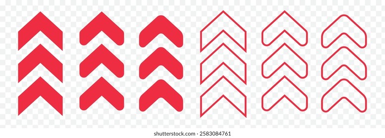 Swipe icon set. Swipe up arrow icons. Arrow buttons for social media. Scroll pictogram. Web icons. Vector illustration.