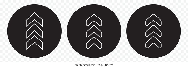 Swipe icon set. Swipe up arrow icons. Arrow buttons for social media. Scroll pictogram. Web icons. Vector illustration.