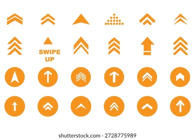 Symbol-Set auswischen. Pfeilsymbole nach oben verschieben. Pfeiltasten für soziale Medien. Bildlauf-Piktogramm. Websymbole. Vektorgrafik. Stockgrafik