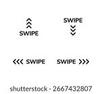 Swipe icon set. Arrow swipe up, down, left, right icon. Slide or swipe symbol. Finger scroll interface. Scrolling slide icons.