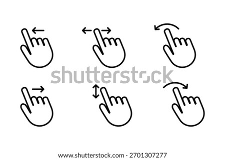 Swipe icon set. Hand gesture slide vector set. Slide left right finger icon set. 