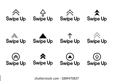 Swipe up icon set isolate on white background.