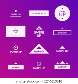 Swipe up icon set isolated on background for stories design, scroll pictogram. Arrow up logo for blogger. Vector 10 eps