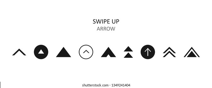 Swipe up icon set isolated on background for social media stories, scroll pictogram. Arrow up logo for blogger.