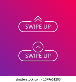 Swipe up icon set isolated on gradient background for social media stories, scroll pictogram. Arrow up logo for blogger.