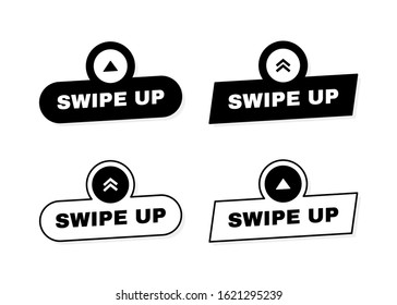 Swipe up icon set isolated on white background for social media stories, scroll pictogram. Arrow up logo for blogger. Vector illustration.