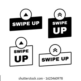 Swipe up icon set isolated on white background for social media stories, scroll pictogram. Arrow up logo for blogger. Vector illustration.