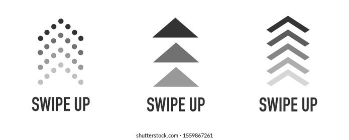 Swipe up icon set isolated for stories design blogger. Swipe up buttons set for social media. Arrow up.