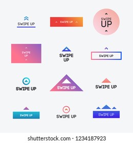 Swipe up icon set modern gradient style isolated on background for instagram stories design, scroll pictogram. Arrow up logo for blogger. Vector 10 eps