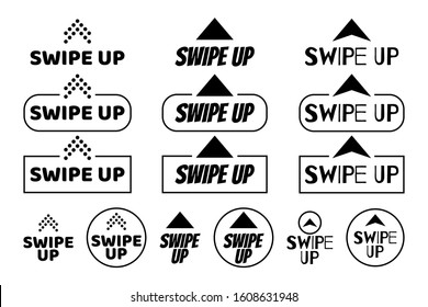 Swipe up icon set modern style isolated on background for story design, scroll pictograms. Arrow up logo for a blogger. Vector illustration.